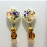 押し花レジンスクエア イヤリングorピアス