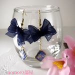 【SALE】オーガンジーリボンと薔薇のピアス