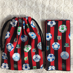 サッカー 赤×黒 ランチクロスと巾着袋のセット☆入園入学☆