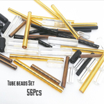 再販⭐️Tube Beads 56本セット＊チューブ 竹 パイプ ゴールド ガラス スティック