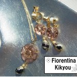 イヤリング＆ネックレスセット“桜”★JIRI★ Sapphire pink classical flowers&Sapphire pink flower set