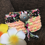 ブラックフラワー♡オレンジマルチポーチ