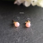 14kgf  ピンクオパール 4㎜ ピアス        コーラルピンク