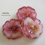 marble pink * flower 22mm テーブルカット チェコビーズ 1個