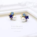 星ビジュー×コットンパールの大人ピアス♡大人可愛い♡ビジューピアスorイヤリング♡