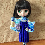 ブライス リカちゃん サイズ 袴セット 青x青