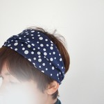 ぽろぽろみずたま　紺　ゆるっとターバン★　春夏コーデのアクセントにも**春のお出かけに