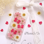 ⑤押し花ローズリボンのiPhoneケース