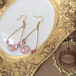 G.ピンクビーズの春ピアス