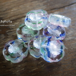 rainbow*clear flower 14mm テーブルカット チェコビーズ 5個