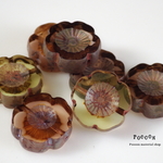yellow*blown flower 14mm テーブルカット チェコビーズ 5個
