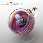 【cosmic town】1点物 宇宙モチーフガラスペンダント / ネックレス  ギフトボックス & 鹿革紐付【オパール入り】