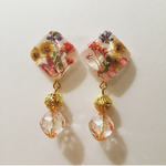 押し花レジンスクエア イヤリングorピアス