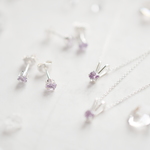 silver925 天然石 アメジスト ピアス ネックレス set