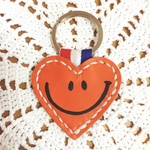 大人可愛い♡ニコちゃんハート キーホルダー バッグチャーム レザー