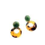 グリーンカボション×べっ甲風フープピアス