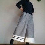 ※再販※受注製作ワイドパンツ非対称が絶妙にカッコいい感じウエストゴム