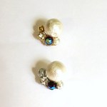 紺碧のコットンパールビジューピアス