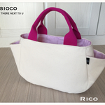 新色！Ricoシリーズ【Fiore】8号帆布〈生成り〉×リネン〈桜色〉トートバッグ Lサイズ 