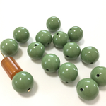 大ぶりアクリルビーズ14mm【ウグイス】ヴィンテージ