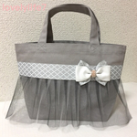 〈再再販〉送料無料！ 大人可愛い♡ リボン×チュール×キラキラ ミニトートバッグ ※フォーマルな場にも持って行けるサブバッグ☆