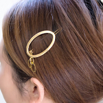 ヘアアクセサリー/楕円の透かしとスイング楕円のヘアクリップピン/h-184