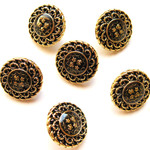 ■再販■エポキシ■8個入■20mm■ビンテージボタン (花、ブラックゴールド) ※アクセサリーに!