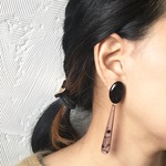 【再販】ヴィンテージ オニキスカボションとドロップビーズのロングピアスorイヤリング