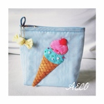 SALE☆I ♥︎ ice cream ミニポーチ (baby blue)キャンディーチャーム付き