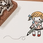 メモするツインテールちゃん　消しゴムはんこ