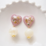 ラベンダー色のハートピアス/イヤリング*:..｡♡