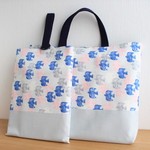鳥のレッスンバッグ&シューズバッグ　グレー