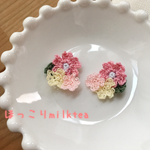 手編みさくらモチーフピアス