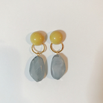 からし色カボション 大ぶりピアス イヤリング