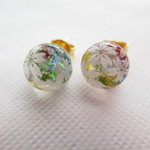 New  レインボーカラー桜玉  5mm   金属スタッドピアス