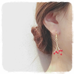 実のなる小枝 ピアス♪♪  赤