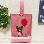 ラストです◆再販2🎈くまと風船の上履き袋♪レッド