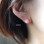 14Kgf  8mm  ピンクオパール ピアス     ピンク           クリスマス  冬