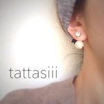 クリスタルピアス×コットンパールチャーム[ブラック]