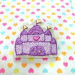 【お城(パープル系)】▼刺繍ワッペンブローチ▼