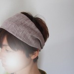 霜降りリネン　ココア　ゆるターバン*春のお出かけアクセントに**