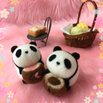 ふわぱん春のパンまつり①【あんぱん/桜あんぱん】羊毛フェルトのふわふわパンダふわぱん パンと出会う☆