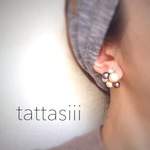 [再販]budou[クリスタルピアス×コットンパール×灰]