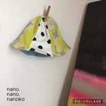 リバーシブル チューリップハット 黄色花 ランダムボーダー