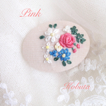 おもひでのお花  ピンク🌸 刺繍ブローチ、ヘアゴム
