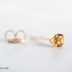 14kgfシトリン(3mm/4本爪・1個) 天然石ピアス 