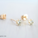 14kgf*アクアマリン (6本爪/3mm) 天然石ピアス 送料無料