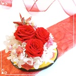 還暦祝　ギフト　flower mini basket(red)　