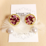 【着画あり】2wayドライフラワーとチュールのピアス/イヤリング 