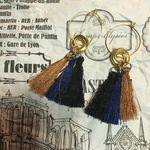 【かっこいい】ゴールドリング3連タッセルピアス